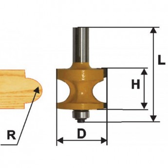 Фреза по дереву кромочная полустерж O31.8х11.5 R9.5 твердосплав ц/хв 12 ЭНКОР бокс