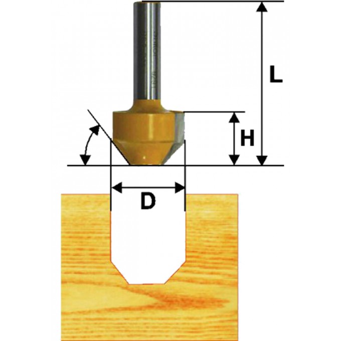 Фреза пазовая фасонная (11.9х13 мм; 45°; хвостовик 8 мм) по дереву ЭНКОР 10513 13901936
