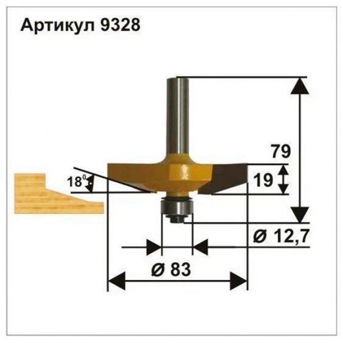 Фреза по дереву кромочная фигерейная горизонт O83х19 твердосплав ц/хв 12 ЭНКОР бокс 9328